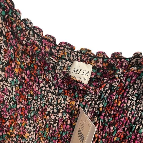 MISA Los Angeles Rashida Dress Nazirah Floral Smocked Midi Size Small NWT - Picture 5 of 10